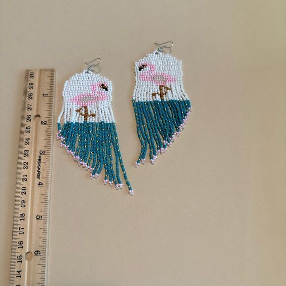 Bohemian beaded tassel earrings M671 - Picture 4 of 4